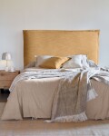 Cabecero desenfundable Tanit de lino mostaza para cama de 200 cm