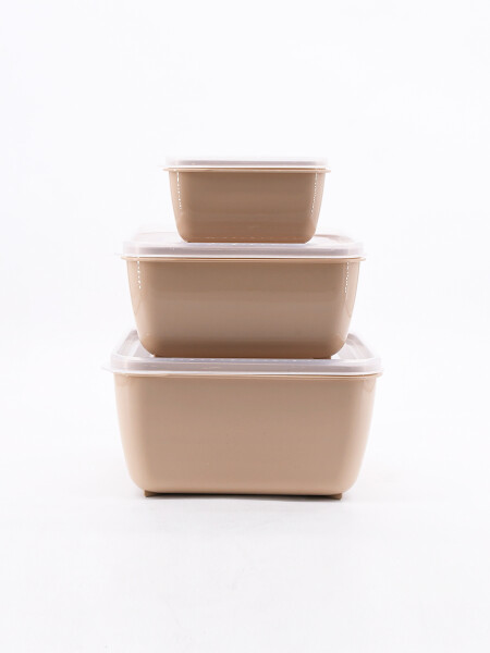 CONTENEDORES MULTIUSO CUADRADO SET X 3 BEIGE
