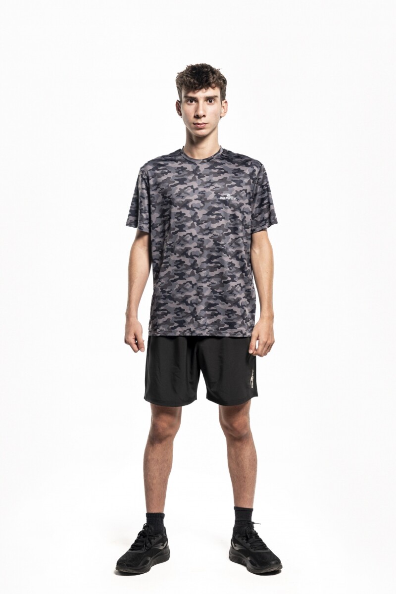 RAPID RUNNING T-SHIRT MEN CAMO BLUE - CAMO BLACK 
