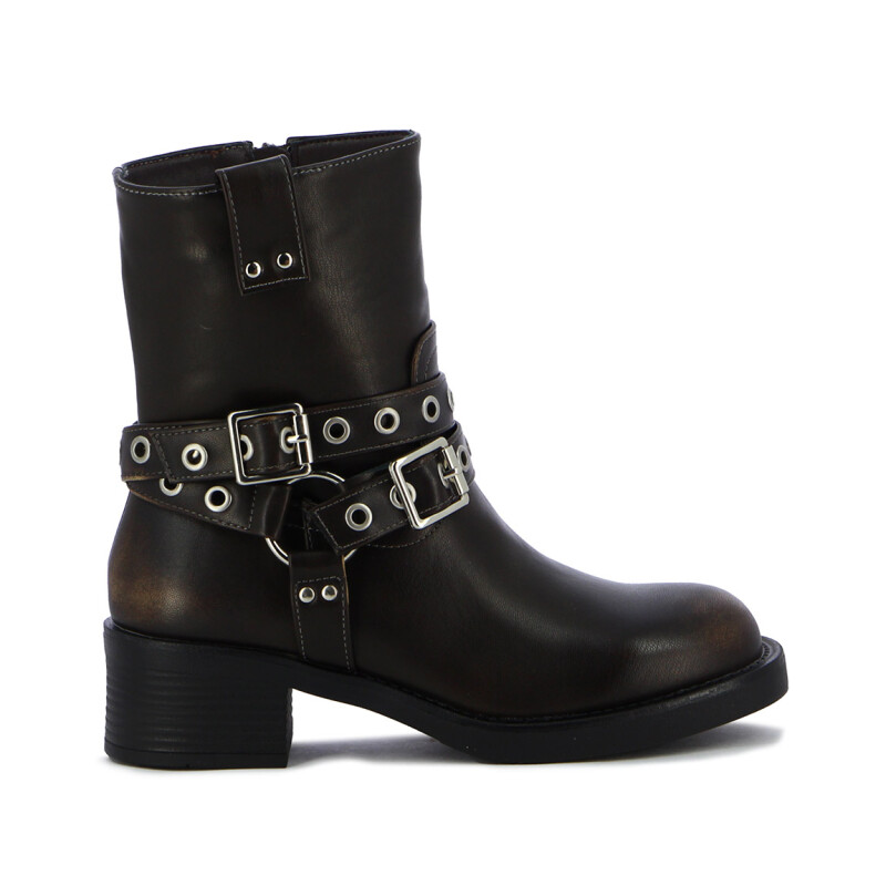 Botas Mujer Darkness Con Hebillas Dorado