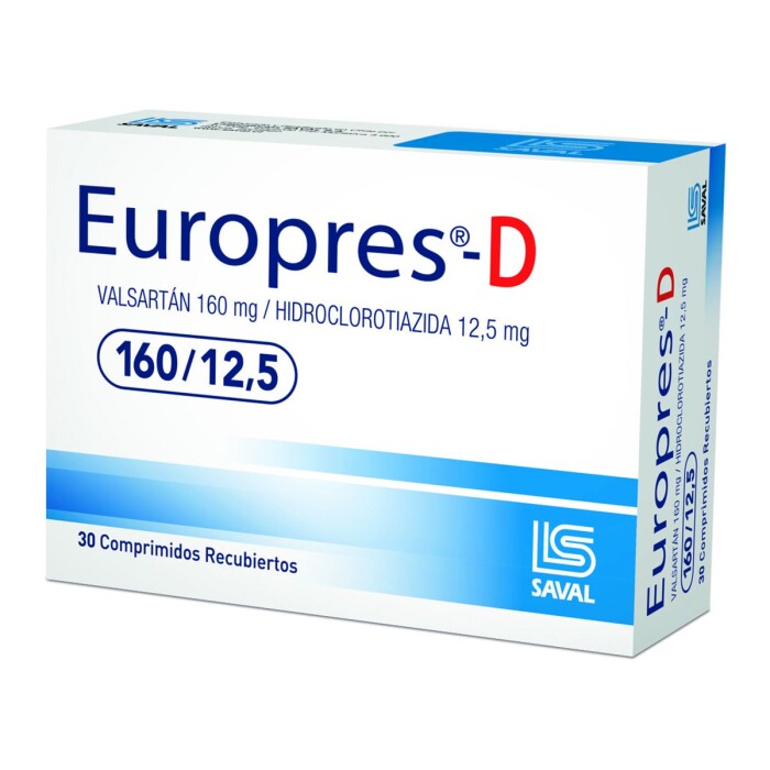 EUROPRES D 160/12,5 MG CJ X 30 COMP. única