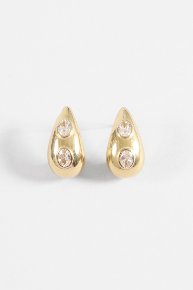 Aros gota strass acero dorado