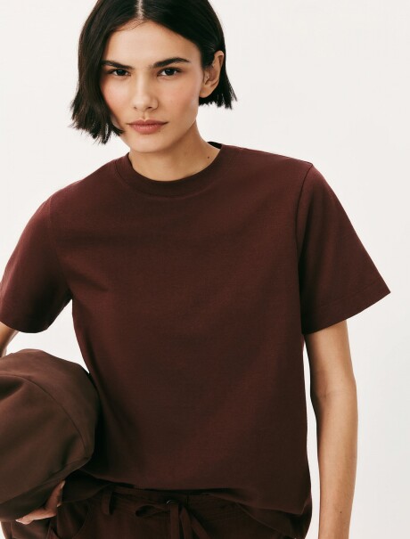 BLUSA FEMENINA SUPER COTTON MANGA CORTA MARRÓN