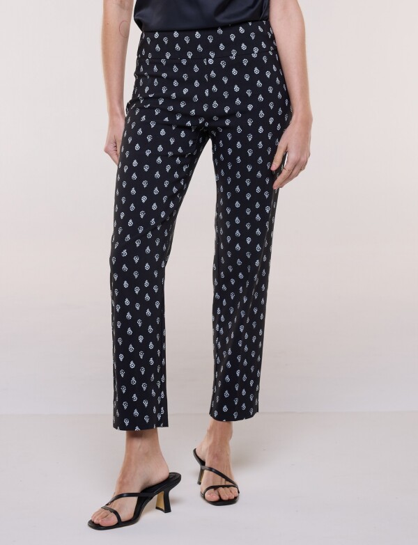 Pantalón Elastizado Estampado NEGRO/BLANCO