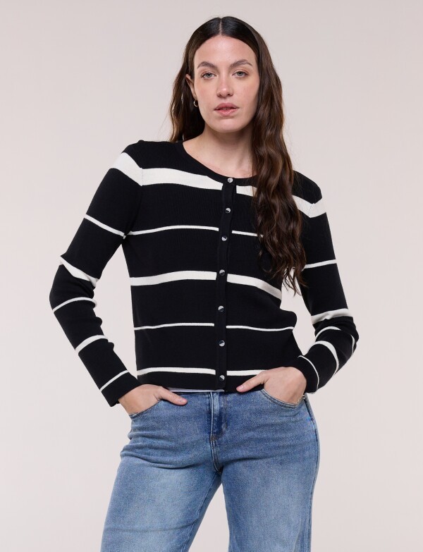 Cardigan Tejido Con Botones NEGRO
