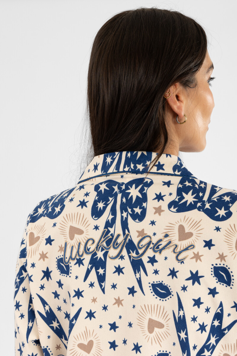 Pijama flannel fleece lucky girl Azul