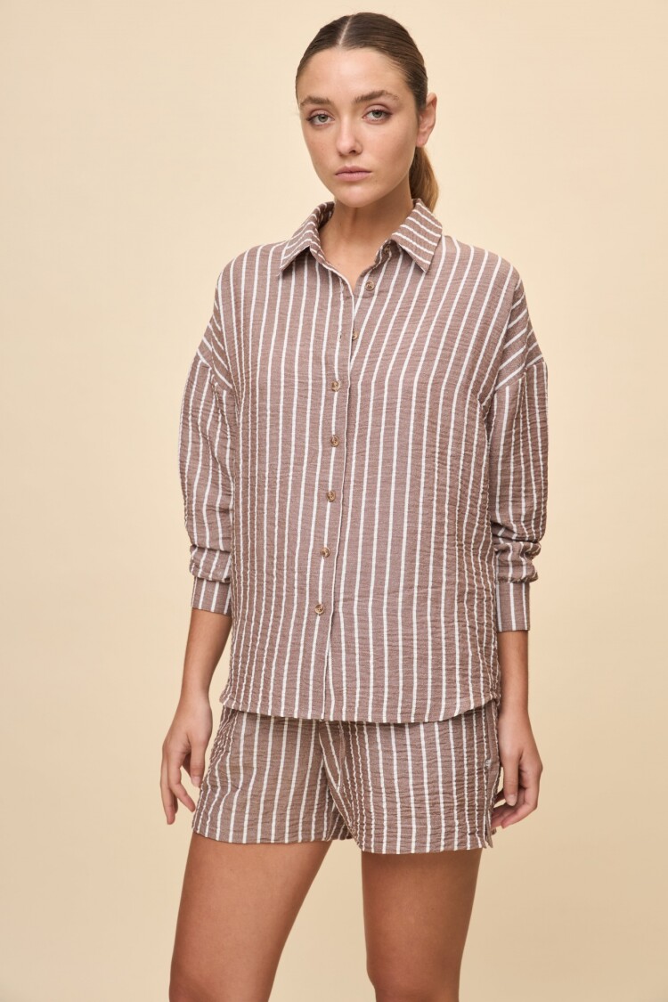 CAMISA SAUZAL STRIPED Chocolate