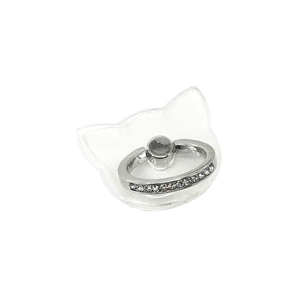 Anillo soporte para celular diseño orejas transparentes con brillos 