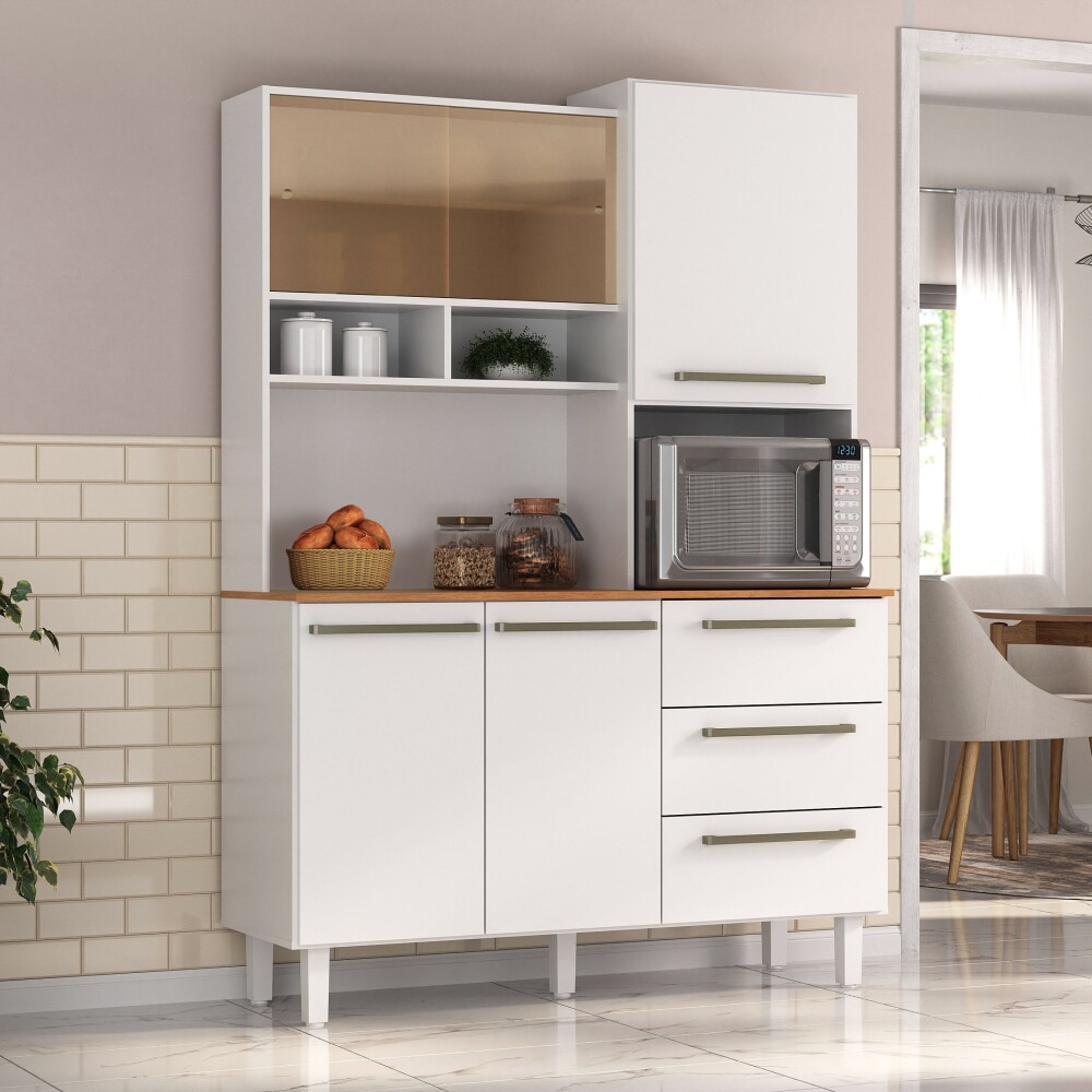 Kit Absoluto de Cocina - 5 puertas 3 cajones Blanco/Cinamomo