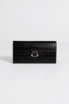 Billetera larga croco con tapa negro