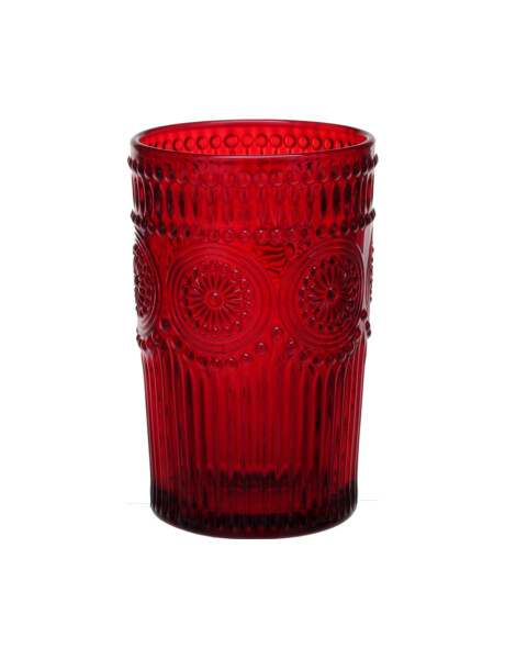 VASO VIDRIO 355 ML LABRADO ROJO SOLES. 13X8CM VASO VIDRIO 355 ML LABRADO ROJO SOLES. 13X8CM