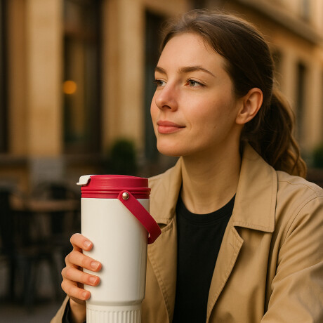 Vaso térmico con manija 500ml Blanco