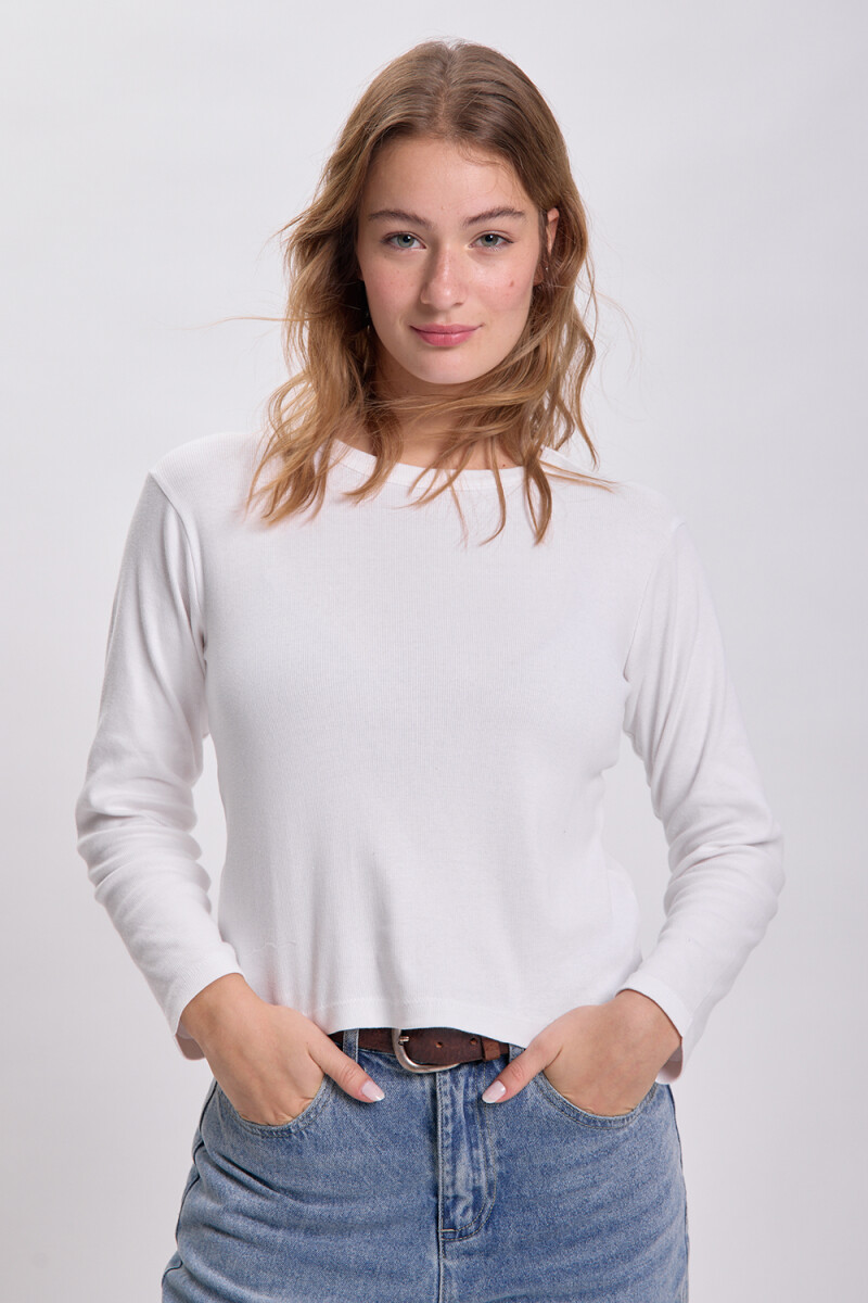 Remera rib manga larga - Blanco 