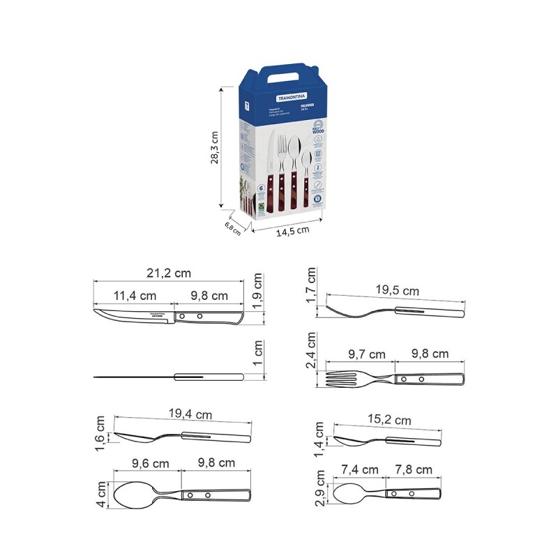 JUEGO DE CUBIERTOS 24 PIEZAS POLYWOOD - 21199/705 JUEGO DE CUBIERTOS 24 PIEZAS POLYWOOD - 21199/705