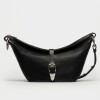 Bolso Bambu En Cuero Liso Satinado Negro