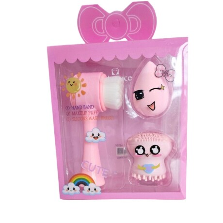 Set de limpieza Cuidado facial 3 piezas Maquillaje Rosa