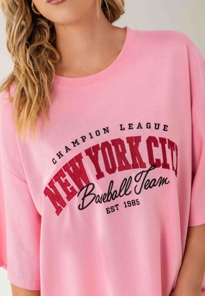 Remera New York Rosa
