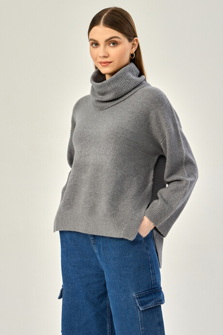 Polera Lamas Gris Melange Medio