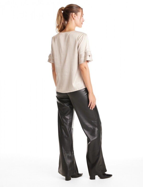 Blusa Saten Volados BEIGE