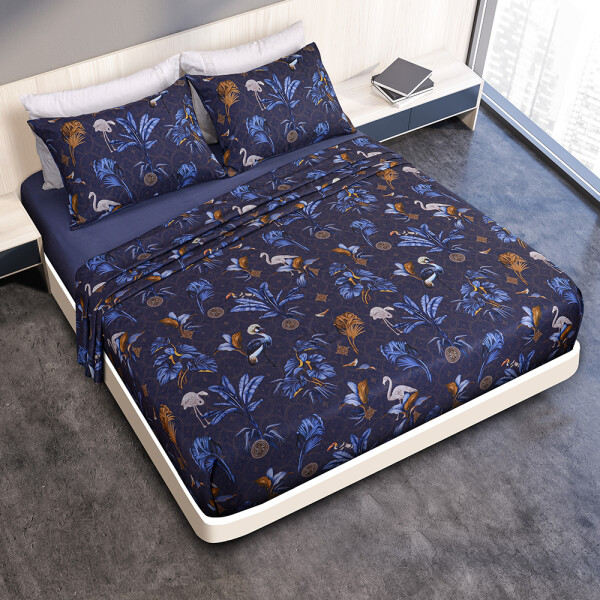 JUEGO DE SÁBANAS FLAMINGO PREWASHED DIGITAL PRINT KING