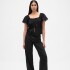 SS LACE INSERT BTN FRONT TOP TRUE BLACK