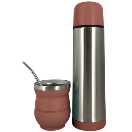 Set de termo de 500ml mate y bombilla Selecta Coral