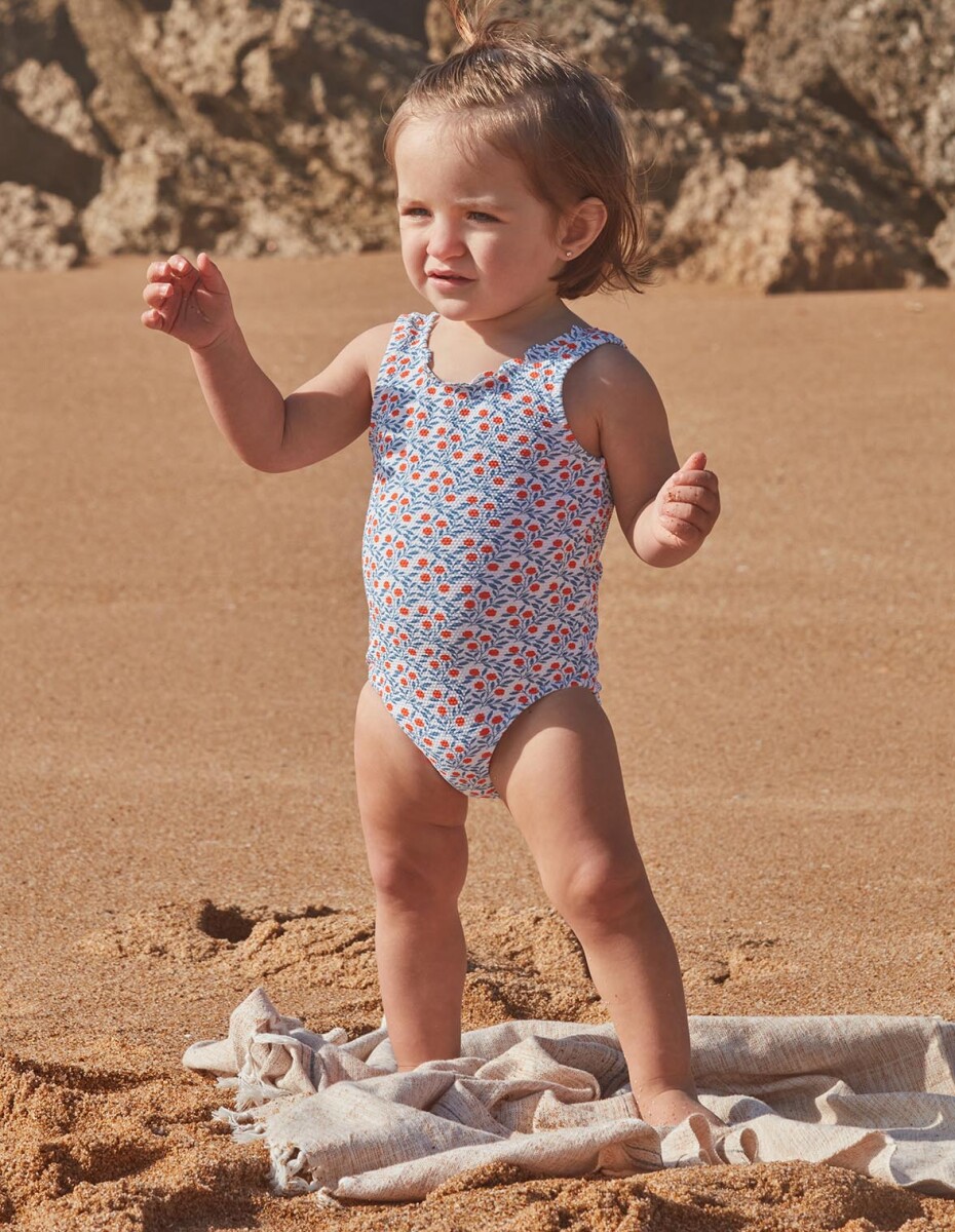 Bañador Estampado Ramas Floral - Blanco 