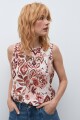 Blusa estampa floral boho lacre