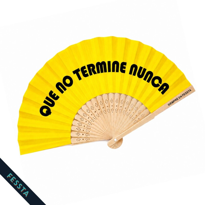 Abanico "Que no termine nunca" Amarillo