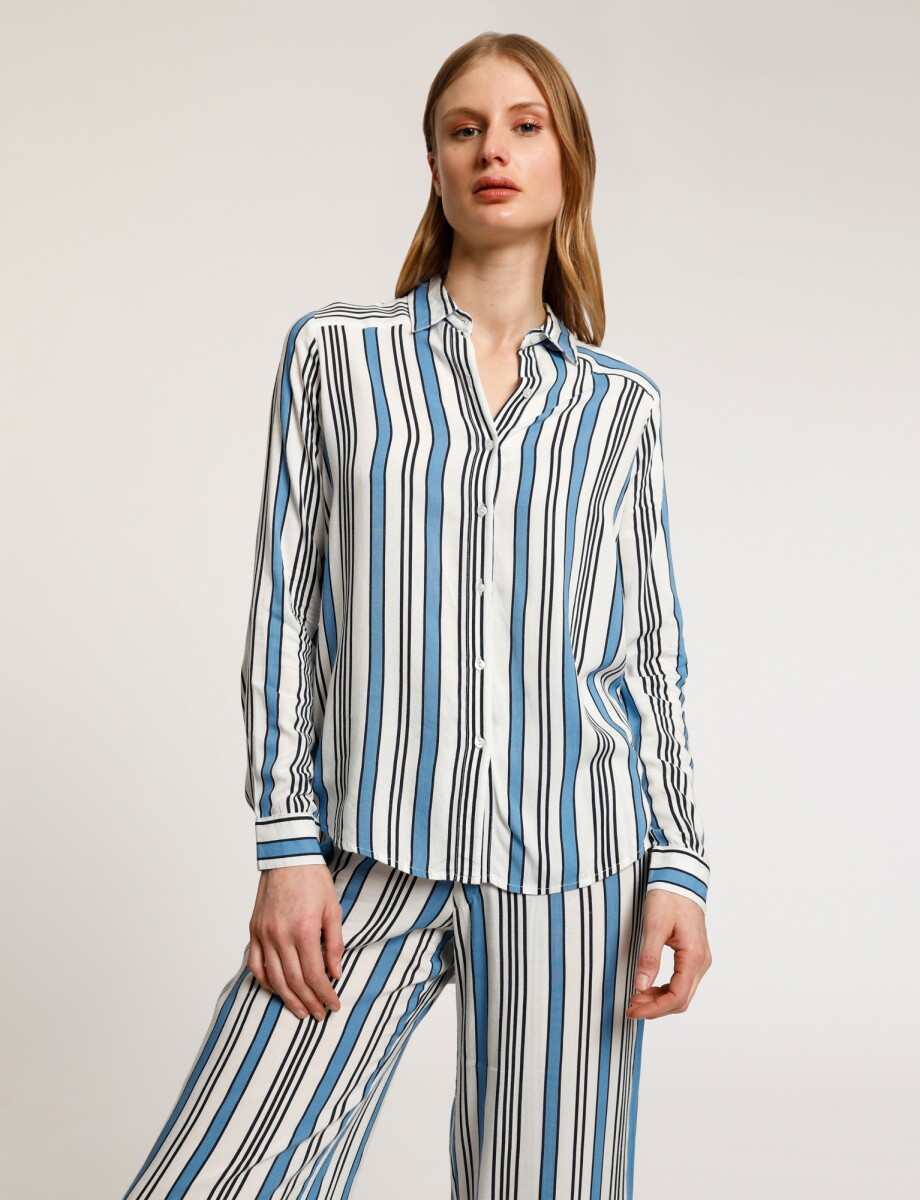Camisa rayada - cyan 