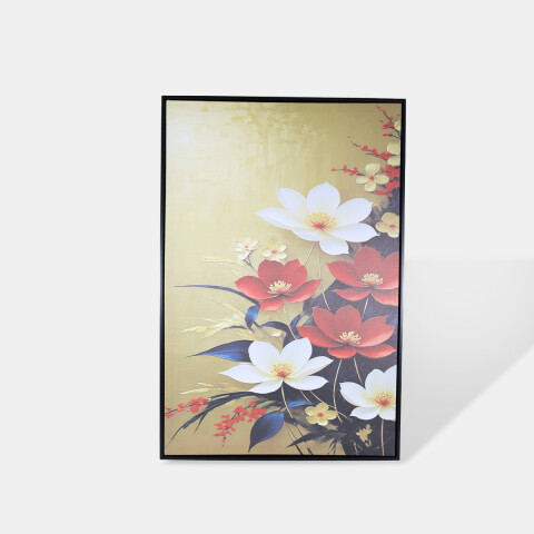 CUADRO DEC FLORES ROJAS/BCAS 60X90CM Unica
