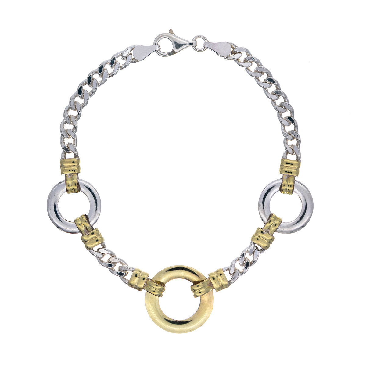 Pulsera de plata 925 y double en oro 18 ktes. 
