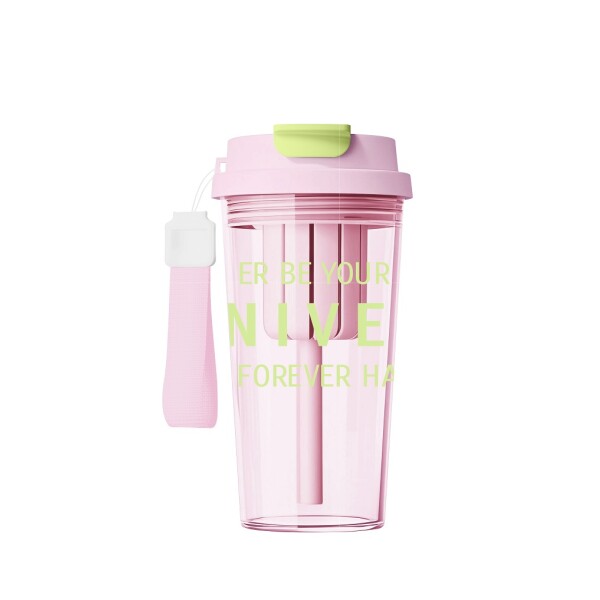 Vaso plástico con infusor 550ml rosa