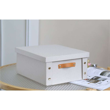 Caja Organizador C/Asa 26.5X31.5X14.5Cm Tela Crema