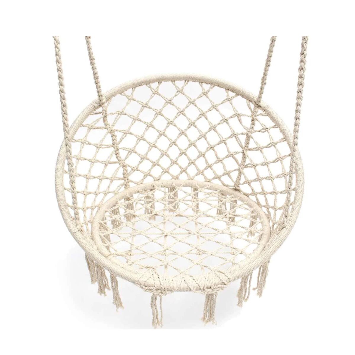 Hamaca Paraguaya Silla Colgante Redonda Interior Exterior Jardin Patio Imback Color Blanco 