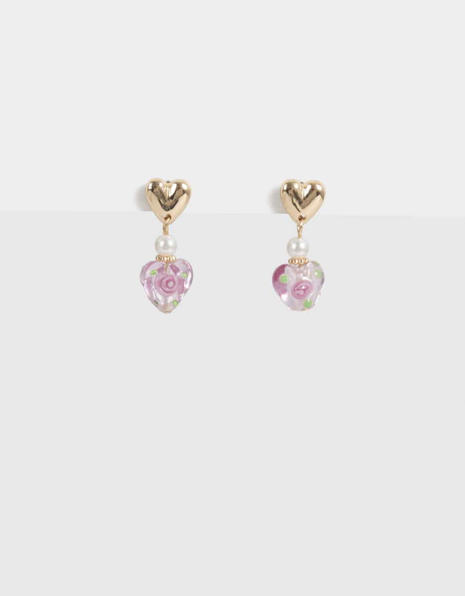 Aros Colgantes Cortos Con Corazón 