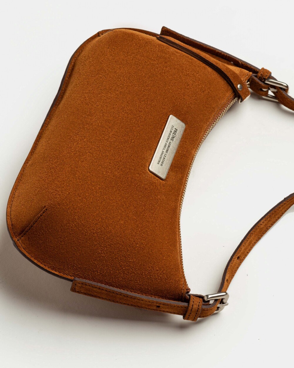 Cartera al hombro Mia en cuero gamuza Oxido