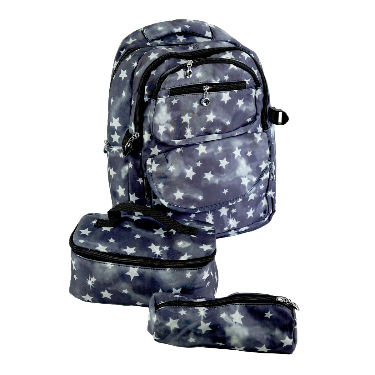 MOCHILA 3PCS LUNCHERA Y CARTUCHERA C/DISEÑO 41X12X31.5 2COLORES 