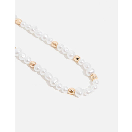 Collar Con Perlas Orgánicas Combinacion Bicolor