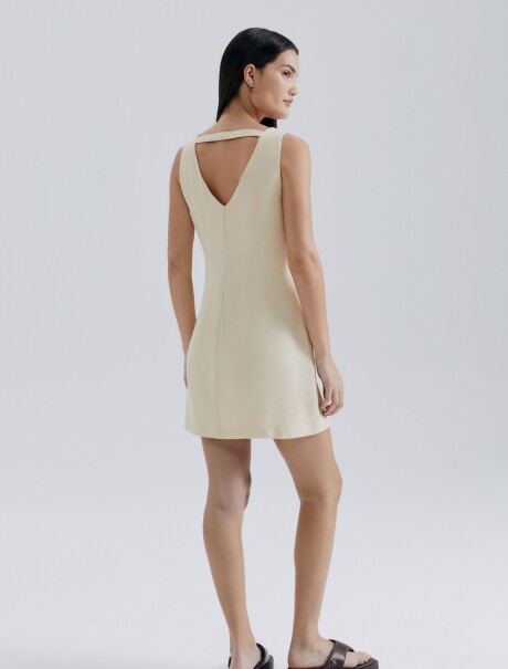 VESTIDO CON ESCOTE EN V BEIGE