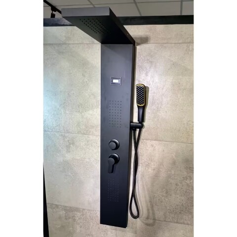 Panel de Ducha monocomando exterior con Display, 3 vías Negro Mate Panel De Ducha Monocomando Exterior Con Display, 3 Vías Negro Mate