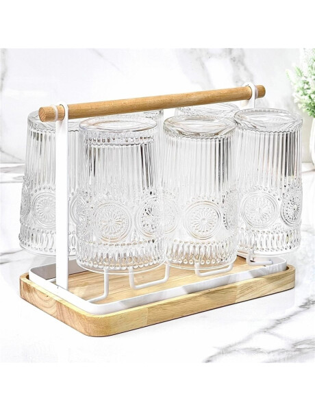 ESCURRE VASOS METAL MGO MADERA BLANCO. 26x13x19CM ESCURRE VASOS METAL MGO MADERA BLANCO. 26x13x19CM