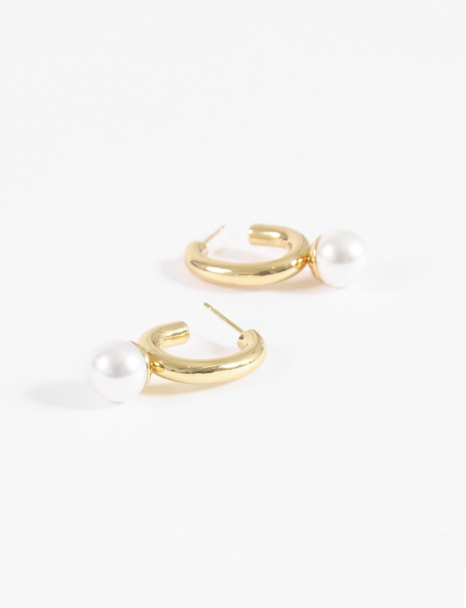 Aros acero dije perla - dorado 