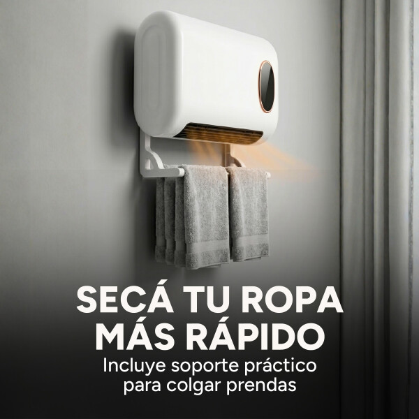 Calefactor Caloventilador Pared Secarropas 2000w C/ Control Blanco