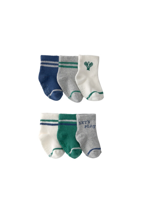 Pack seis pares de medias de algodón, diseños deportivos Pack seis pares de medias de algodón, diseños deportivos