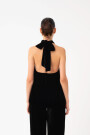 TOP HALTER, EN VELVET Negro