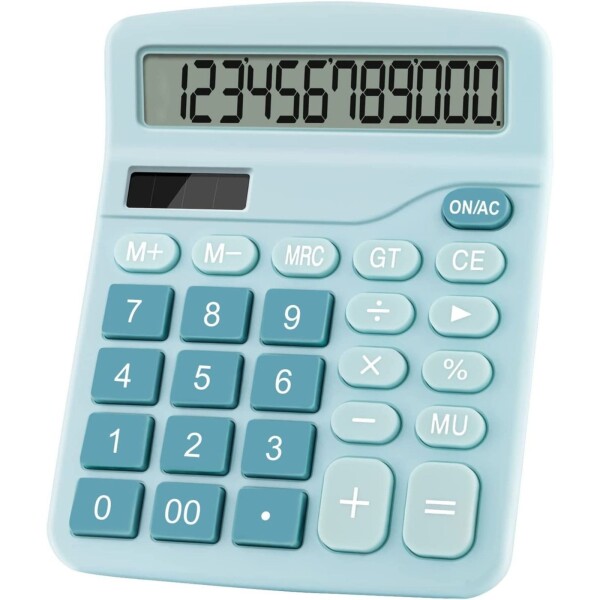 Calculadora Escritorio 12 Digitos Pantalla Grande Oficina Color Variante Celeste