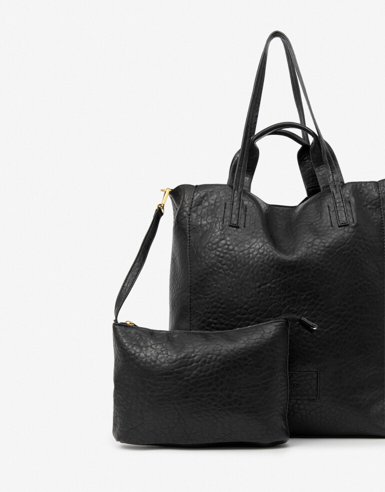 Shopper Shopper Con Doble Asa - Negro