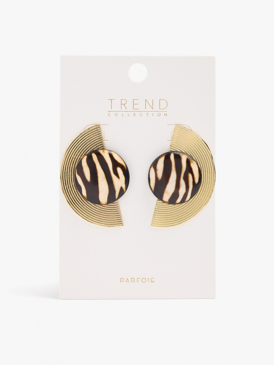 Pendientes Maxi Semicírculo Con Resina dorado