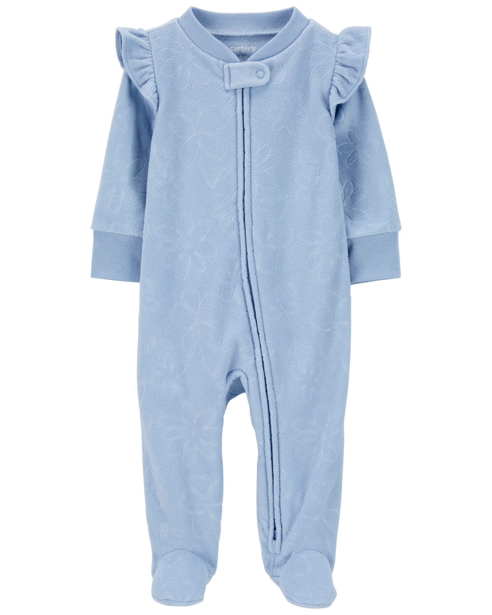 Pijama una pieza de micropolar, con pie, diseño floral Sin color